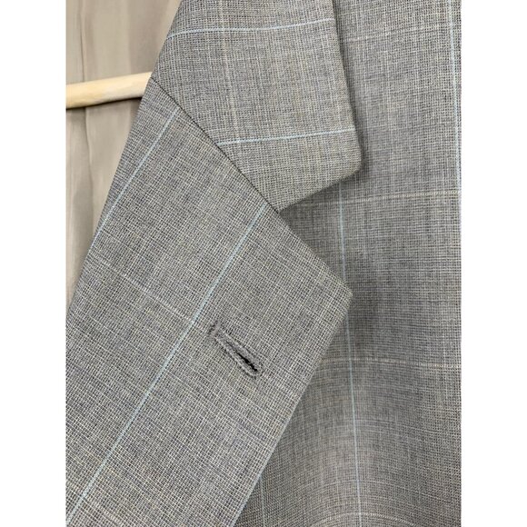 Jos A Bank Mens 3-Button Blazer Size 44L Gray Plaid Wool Sport Coat RH10468 - Picture 7 of 8